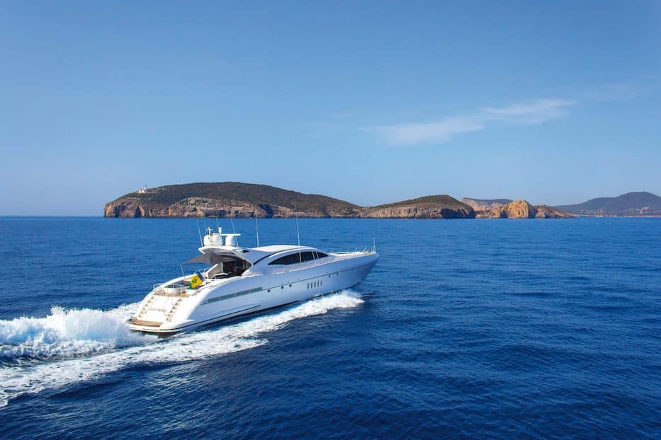 Motor yacht on the turquoise waters of Formentera